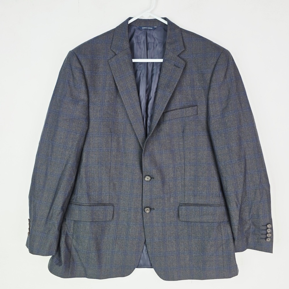 Ralph Lauren 42R Mens Gray Blue Plaid Blazer Two Button Sport Coat Double Vent